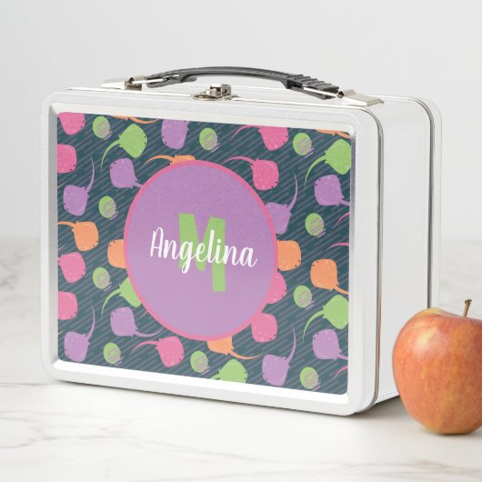 Retro Neon Pijlrog Metaal Lunchbox (In situ)