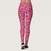 Retro Neon Pink Doddle Pattern (80-90-inch) Leggings (Achterkant)