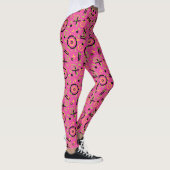 Retro Neon Pink Doddle Pattern (80-90-inch) Leggings (Rechts)