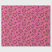 Retro Neon Pink Doodle Pattern van 80 en 90 Cadeaupapier (Vlak)