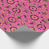 Retro Neon Pink Doodle Pattern van 80 en 90 Cadeaupapier (Hoek)