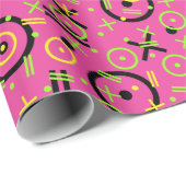 Retro Neon Pink Doodle Pattern van 80 en 90 Cadeaupapier (Rol Hoek)