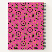 Retro Neon Pink Doodle Pattern van 80 en 90 Notitieboek (Achterkant)