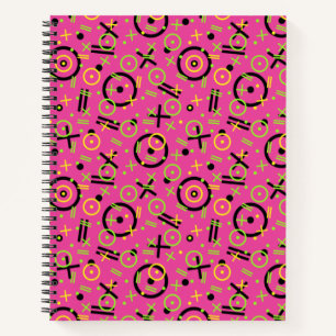 Retro Neon Pink Doodle Pattern van 80 en 90 Notitieboek