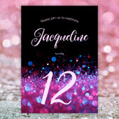 Retro Neon Pink Glitter Glow Script 12-jarig Kaart