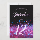 Retro Neon Pink Glitter Glow Script 12-jarig Kaart (Voorkant)
