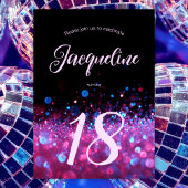 Retro Neon Pink Glitter Glow Script 18e verjaardag Kaart