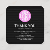 Retro Neon Pink Lichten Klant Dank je Square B Vierkante Visitekaartje (Achterkant)