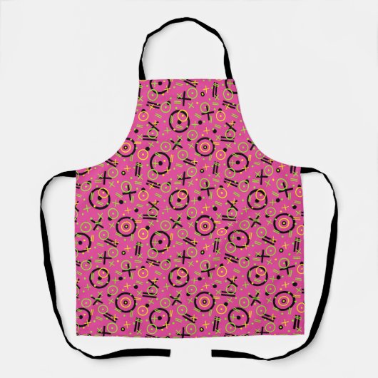 Retro Neon Pink Pattern van 80/90 Schort (Voorkant)