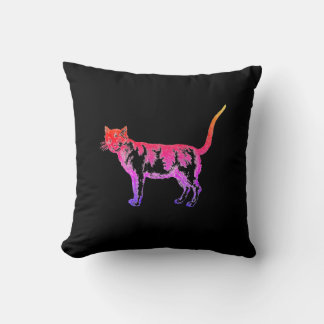 Retro Neon Pop Art Kat Kussen