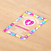 Retro Neon Queen of Hearts Verjaardag Acryl Uitnodigingen (Laagn)