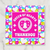 Retro Neon Queen of Hearts Verjaardag Bedankjes Labels (Achterkant)
