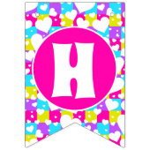 Retro Neon Queen of Hearts Verjaardag Bunting Flag Vlaggetjes (Tweede vlag)