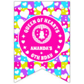 Retro Neon Queen of Hearts Verjaardag Bunting Flag Vlaggetjes (Eerste vlag)