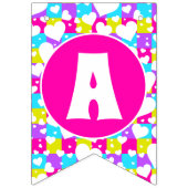 Retro Neon Queen of Hearts Verjaardag Bunting Flag Vlaggetjes (Derde vlag)