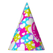 Retro Neon Queen of Hearts Verjaardag Feesthoedjes (Links)