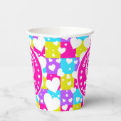 Retro Neon Queen of Hearts Verjaardag Papieren Bekers (Links)