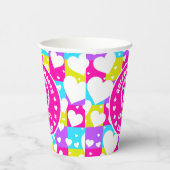 Retro Neon Queen of Hearts Verjaardag Papieren Bekers (Rechts)