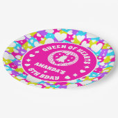 Retro Neon Queen of Hearts Verjaardag Papieren Bordje (Gekanteld)