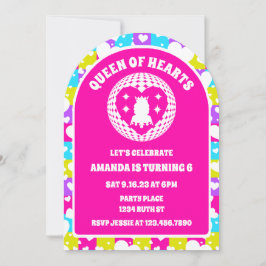 Retro Neon Queen of Hearts Verjaardagsfeest Arch Kaart