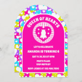 Retro Neon Queen of Hearts Verjaardagsfeest Arch Kaart (Voorkant / Achterkant)