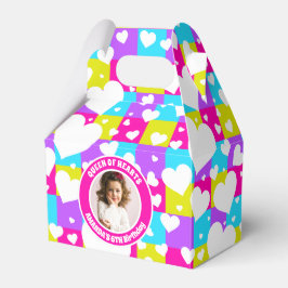 Retro Neon Queen of Hearts Verjaardagsfeest Foto Bedankdoosjes