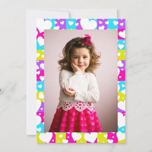 Retro Neon Queen of Hearts Verjaardagsfeest Foto Kaart (Achterkant)