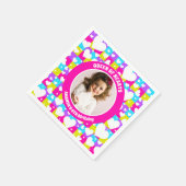 Retro Neon Queen of Hearts Verjaardagsfeest Foto Servet (Hoek)