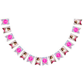 Retro Neon Queen of Hearts Verjaardagsfeest Foto Vlaggetjes