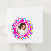 Retro Neon Queen of Hearts Verjaardagsfoto Bedankjes Labels (In situ)