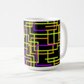 Retro Neon Raster Koffiemok (Voorkant rechts)