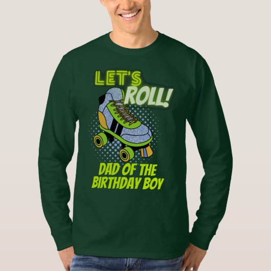 Retro Neon Roller Skating Lets Roll Birthday Crew T-shirt (Voorkant)