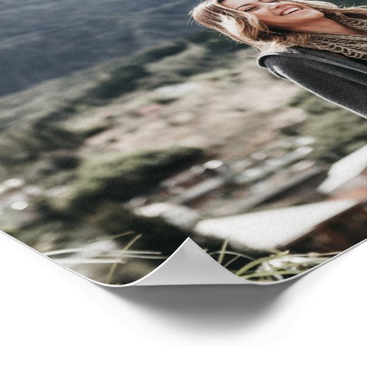 Retro neon roze fotoscript welkom afstuderen poster (Hoek)