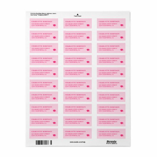 Retro neon roze pastel afstuderen etiket (Full Sheet)
