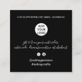 Retro neon roze teken orde dank u zwart vierkante visitekaartje (Achterkant)