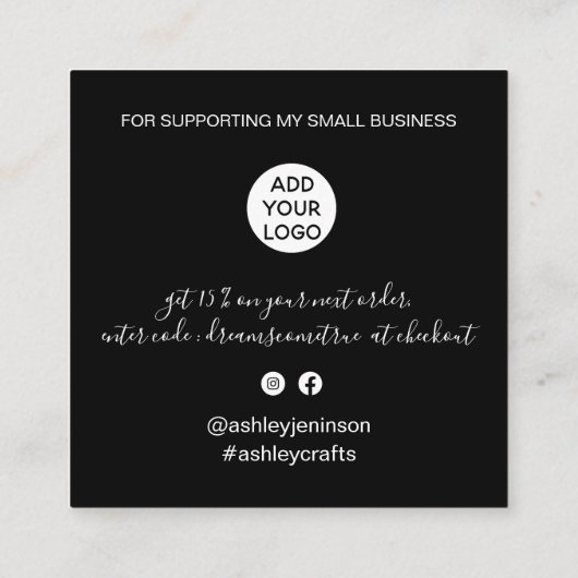 Retro neon roze teken orde dank u zwart vierkante visitekaartje (Achterkant)