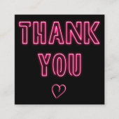 Retro neon roze teken orde dank u zwart vierkante visitekaartje (Voorkant)