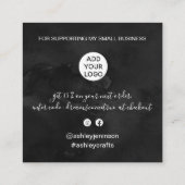 Retro neon roze teken zwarte orde dank u vierkante visitekaartje (Achterkant)