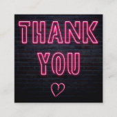 Retro neon roze tekenvolgorde bedankt vierkante visitekaartje (Voorkant)
