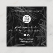 Retro neon roze tekenvolgorde bedankt zwart blad vierkante visitekaartje (Achterkant)