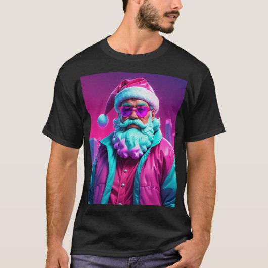 Retro Neon Santa Claus T-shirt (Voorkant)