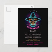 Retro neon schedel halloween briefkaart (Voorkant / Achterkant)