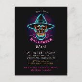 Retro neon schedel halloween briefkaart (Voorkant)