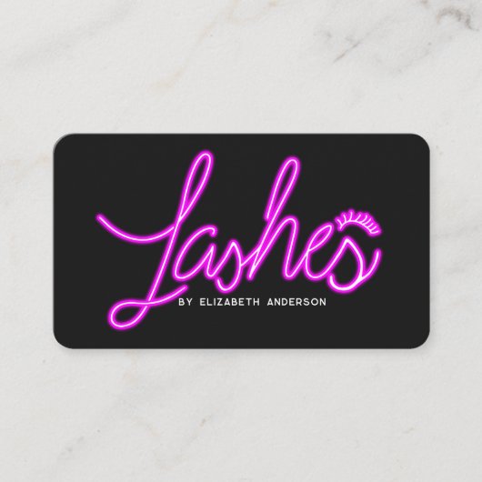 Retro Neon Script Lash-technicus Visitekaartje (Voorkant)