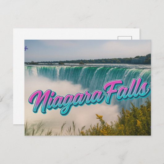 Retro Neon Script Niagara Herfsten Waterval Briefk Briefkaart (Voorkant / Achterkant)