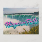 Retro Neon Script Niagara Herfsten Waterval Briefk Briefkaart (Voorkant)