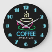 Retro Neon Sign Coffee Cafe Grote Klok (Voorkant)