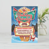 Retro Neon Sign Kerstuitnodiging Kaart (Staand voorkant)