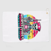 Retro Neon Skeleton Nurse - Funny Spooky Medical D Golfhanddoek (Horizontaal)