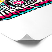 Retro Neon Skeleton Nurse - Funny Spooky Medical D Poster (Hoek)